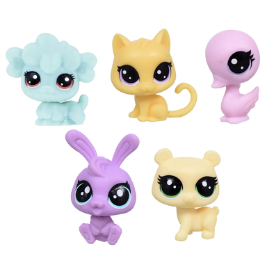 Littlest Pet Shop Mini Figurines - Set of 5 - Sheep, Bunny, Bear, Swan and Kitty