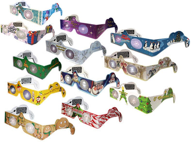 3D Christmas Glasses Holiday Eyes® - 12 Pairs - 12 Different Exclusive Styles - FLAT