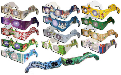 3D Christmas Glasses Holiday Eyes® - 13 Pairs 3D Christmas and New Years Glasses - 13 Different Exclusive Styles - FOLDED