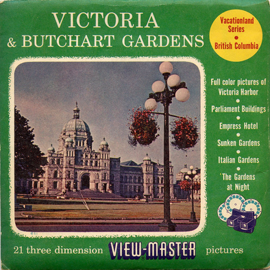 Victoria & Butchart Gardens - Canada -  Vacationland Series - Vintage Classic View-Master 3 Reel Packet - 1950s views