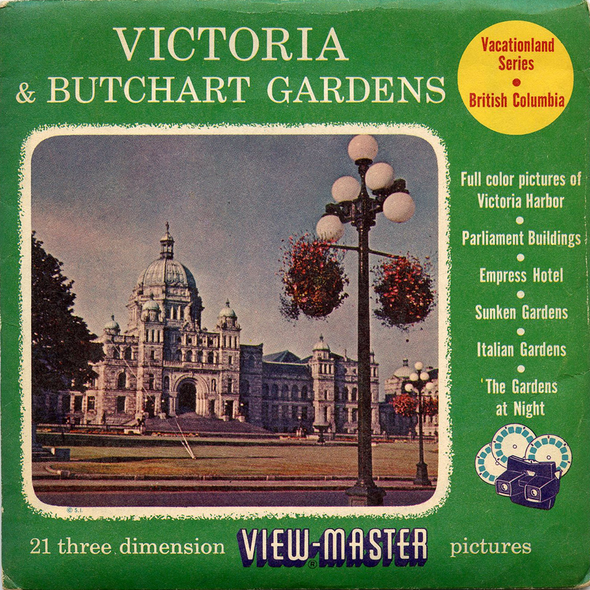 Victoria & Butchart Gardens - Canada -  Vacationland Series - Vintage Classic View-Master 3 Reel Packet - 1950s views