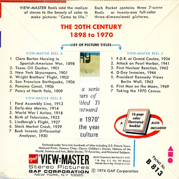 The 20th Century - American's Bicentennial Celebration - B813 - Vintage Classic View-Master 3 Reel Packet 1970s Views