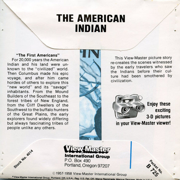 The American Indian - B725 - Vintage Classic View-Master -3 Reel Packet - 1950s Views
