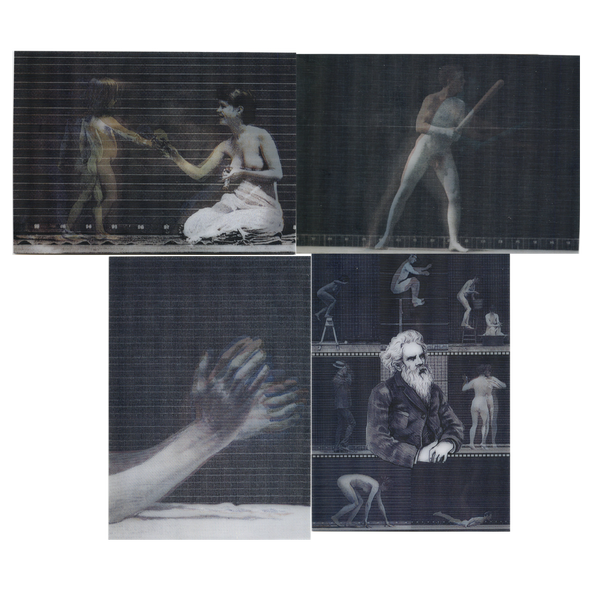 4 photographic- Eadweard Muybridge - 3D Lenticular Postcards  Greeting Cards