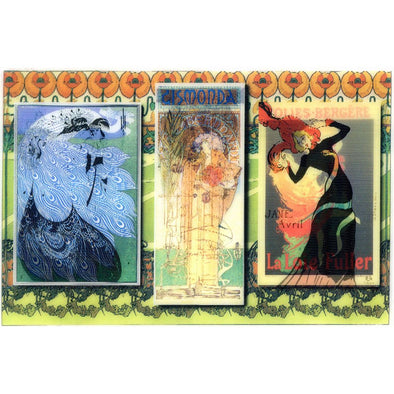Art Nouveau Montage - 3D Lenticular Postcard Greeting Card - NEW