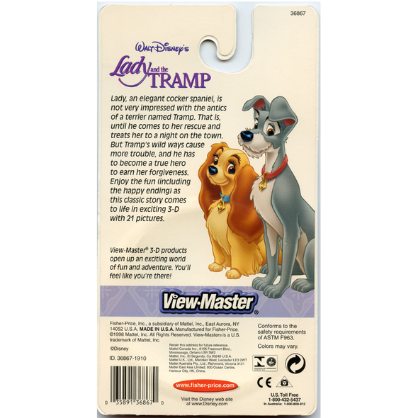 Lady and the Tramp - ViewMaster 3 Reels on Card