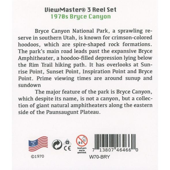 Bryce Canyon National Park - 1970's  View-Master 3 Reel Set  - NEW