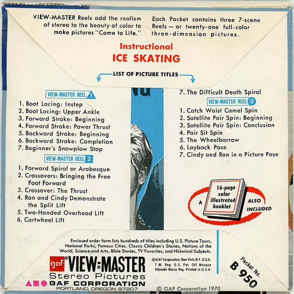 Instructional - Ice - Skating - B950 - Vintage Classic View-Master - 3 Reel Packet - 1960s Views