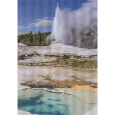 Yellowstone Heart Spring and Lion Geyser - 3D Lenticular Postcard Greeting Card- NEW