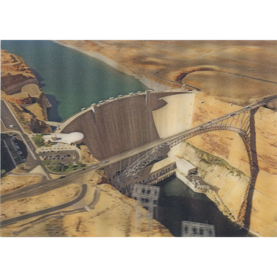 Glen Canyon Dam and Bridge - 3D Lenticular Postcard Greeting Card - NEW