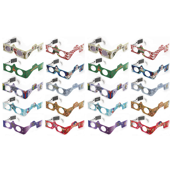 3D Christmas Glasses - Holiday Specs® - 20 PAIRS - 10 Different Styles - 2 Each