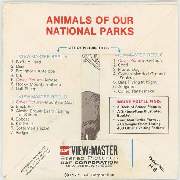 View-Master 3 Reel Packet - Animal of Our National Parks - packet