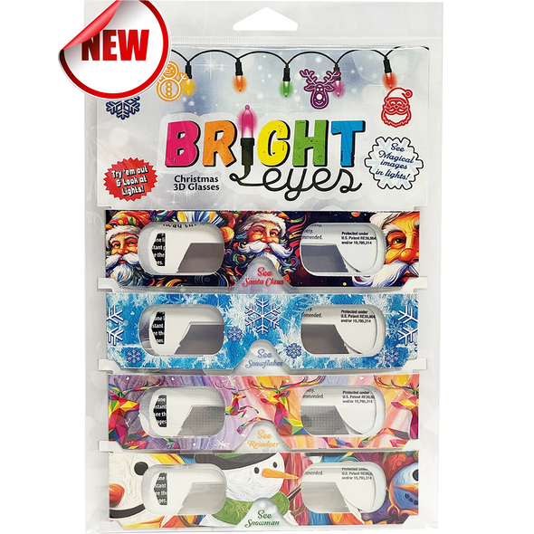 4 pair Ideal Gift Pack - 3D Christmas Glasses - 'Bright Eyes' - New for 2024