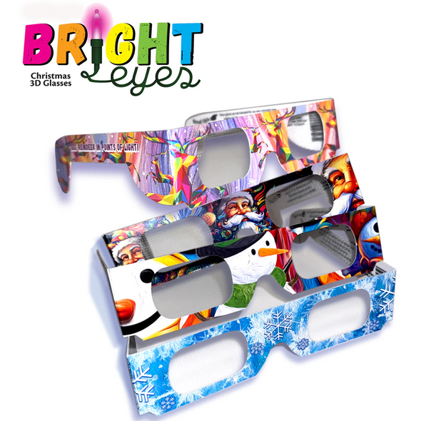 4 pair Ideal Gift Pack - 3D Christmas Glasses - 'Bright Eyes' - New for 2024