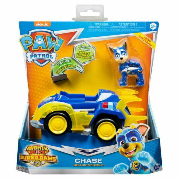 Paw Patrol Mighty Pups Super Paws Chase's Deluxe Vehicle Lights & Sound - NEW