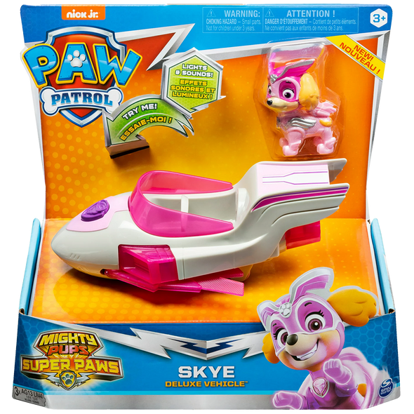 Paw Patrol Mighty Pups Super Paws Sky's Deluxe Vehicle Lights & Sound - NEW
