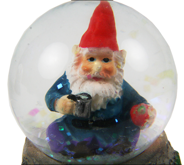 Miniature Gnomes in Domes - Set of 2 Gnomes in Domes, one Eating, one Drinking