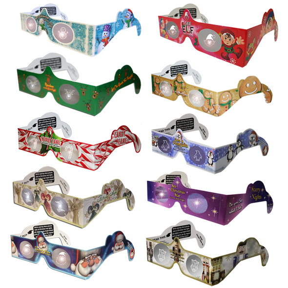 10 PAIRS - 3D Christmas Glasses Holiday Eyes® - 10 Different Styles - NEW