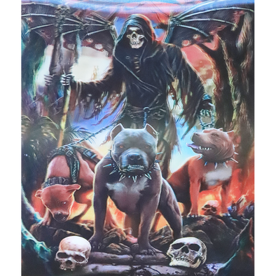 Grim Reaper death with bulldogs - 3D Lenticular Poster - 12x16 Print - New