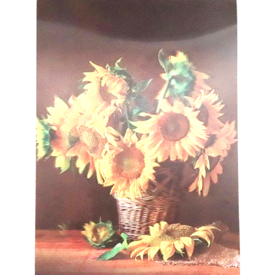 Sunflowers in Basket - 3D Lenticular Poster - 12x16 -  NEW