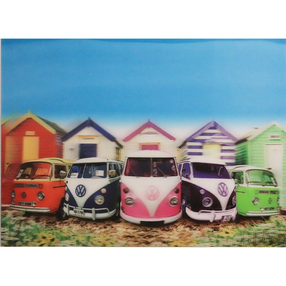 Colorful Classic VW buses - 3D Lenticular Poster - 12x16 -  NEW