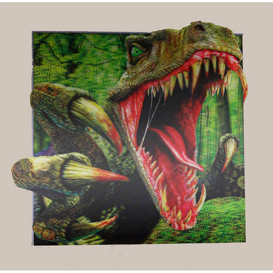 Dinosaur T-Rex Attacking - 3D Lenticular Poster - 16 x 16 Print - New