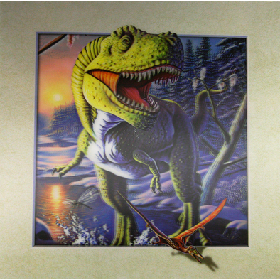 Dinosaur T-Rex Running - 3D Lenticular Poster - 16 x 16 Print - New