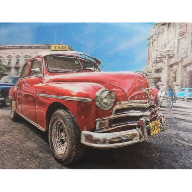 Vintage Red Taxi Car - Havana - 3D Lenticular Poster - 12x16 -  NEW