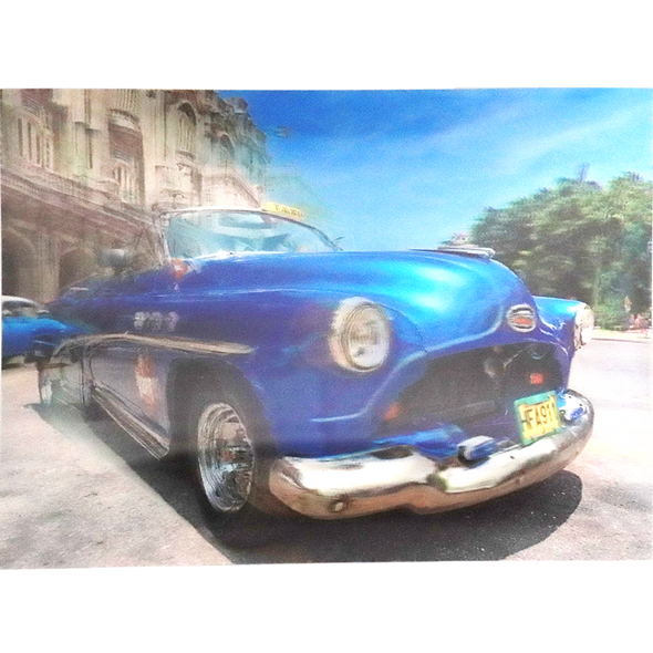 Vintage Blue Taxi Car - Havana - 3D Lenticular Poster - 12x16 -  NEW