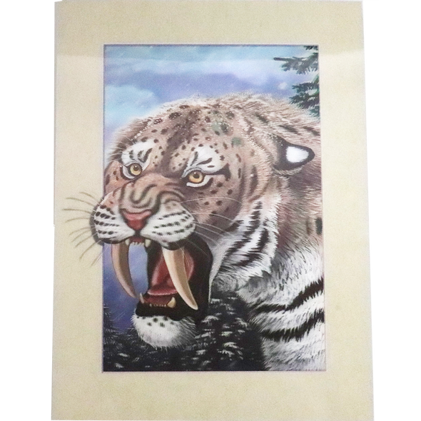 White Saber Tooth Tiger - 3D Lenticular Poster - 12x16 -  NEW