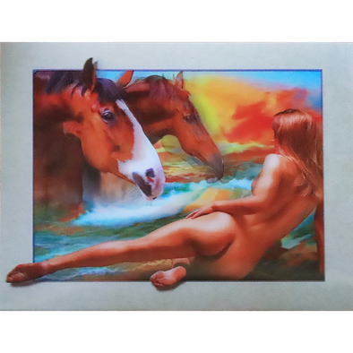 Nude Girl with Horses - 3D Lenticular Poster - 12x16 Print - New