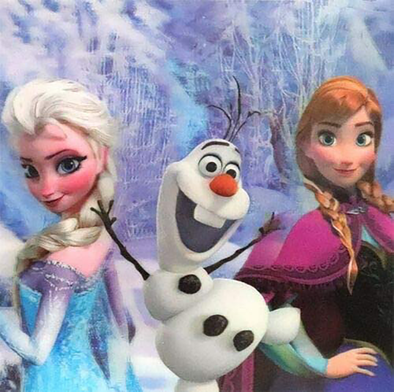 Frozen - Ana, Elsa, Olaf - 3D Lenticular Poster - 16 x 16 Print - New