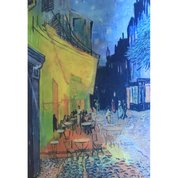 Van Gogh Self Portrait/Cafe Terrace - Dual Image Flicker Lenticular Postcard Greeting Card