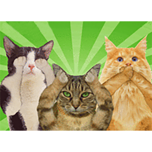 Cats - See No Evil, Hear No Evil, Speak No Evil - 3D Flicker Lenticular Postcard Greeting Card