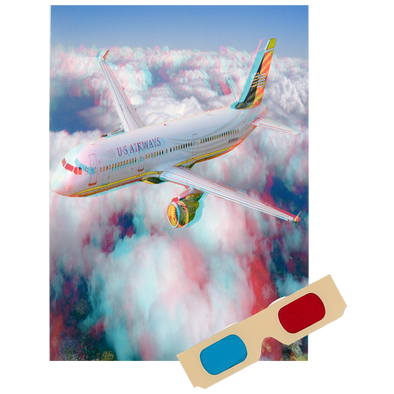 Airplane - Phantogram Greeting Card - with 3D Glasses - Image Pops Up from the Card - Unique 3D - NEW