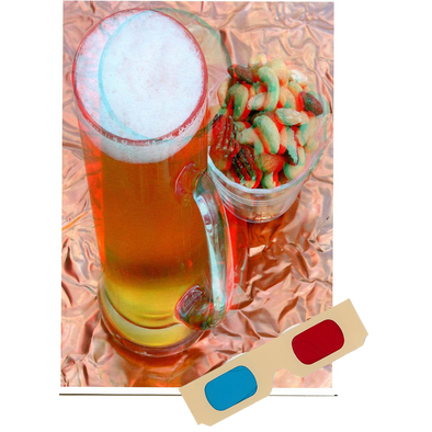 Beer - Phantogram Greeting Card - with 3D Glasses - Image Pops Up from the Card - Unique 3D - NEW