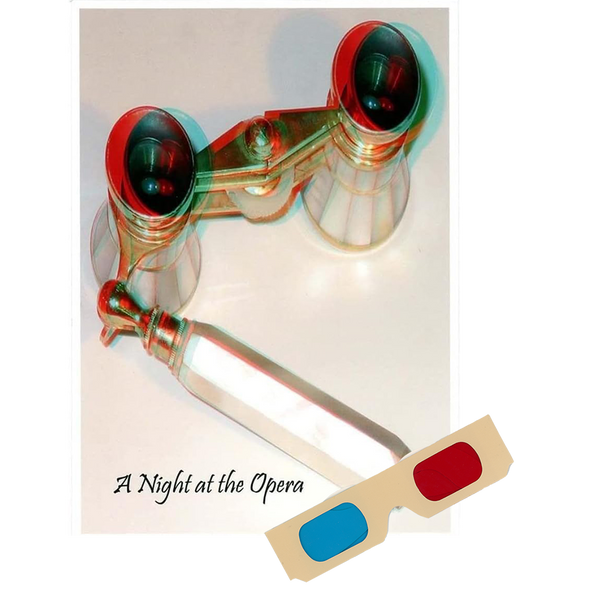 Opera Glasses - Phantogram Greeting Card - with 3D Glasses - Image Pops Up from the Card - Unique 3D - NEW