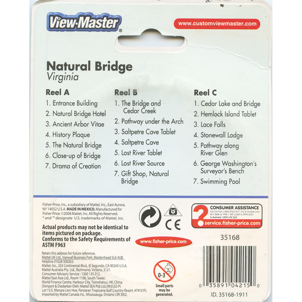 Natural Bridge - Virginia - View-Master 3 Reel Set on Card - 2008 - NEW - 35168