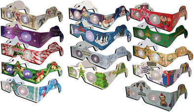 Christmas Glasses Holiday Eyes® - 25 Pairs 3D Christmas and New Years Glasses - 15 Different Exclusive Styles - FOLDED