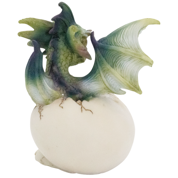 Cute Mythical Baby Dragon Figurine - Hatching with his tail and head out, and wings spreading- NEW