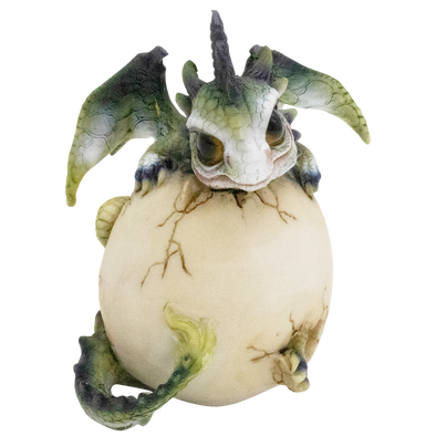 Cute Mythical Baby Dragon Figurine - Hatching with his tail and head out - NEW