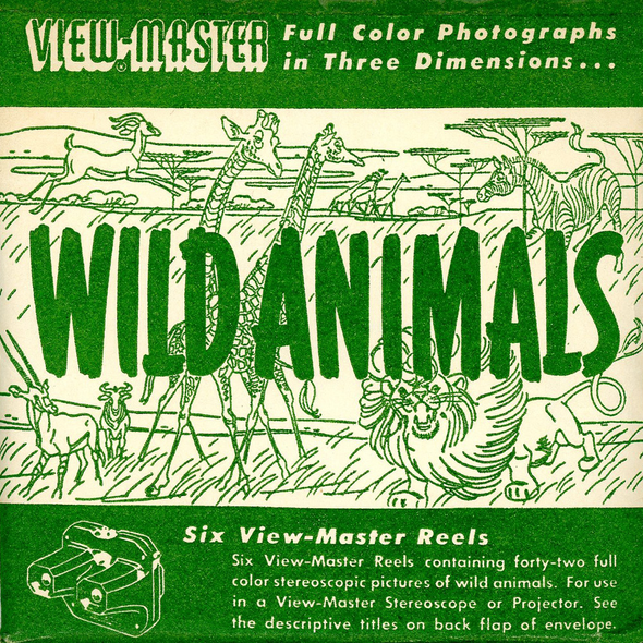 Wild Animals - 1st issue - Vintage Classic View-Master 6 Reel Packet - 1950s Views