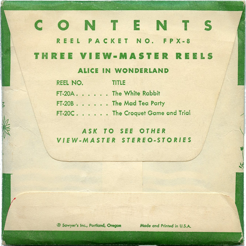 ViewMaster - Alice in Wonderland - Vintage - 3 Reel Packet - 1950s views