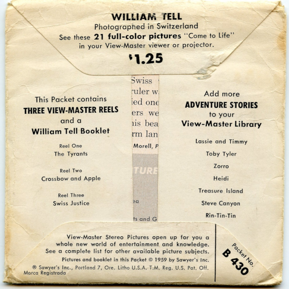 William Tell - View-Master - Vintage 3 Reel Packet - 1960s  (BARG -B430-S5)