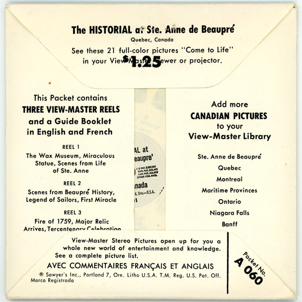 L'Historial - Ste Anne De Beaupre - A060 - Vintage Classic View-Master 3 Reel Packet - 1960s Views