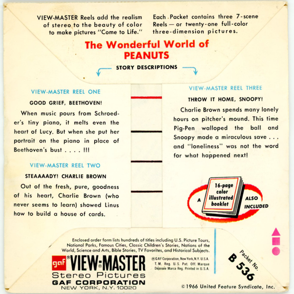 Peanuts - B536 - Vintage Classic View-Master -3 Reel Packet - 1960s Views