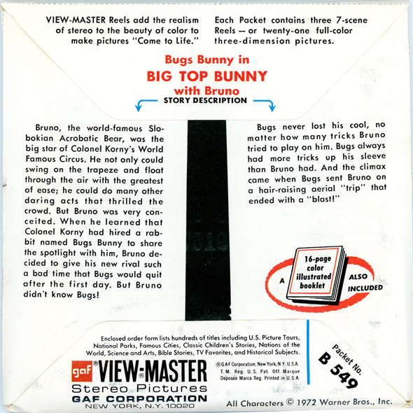 ViewMaster - Bugs Bunny - B549 - Vintage - 3 Reel Packet - 1970s views