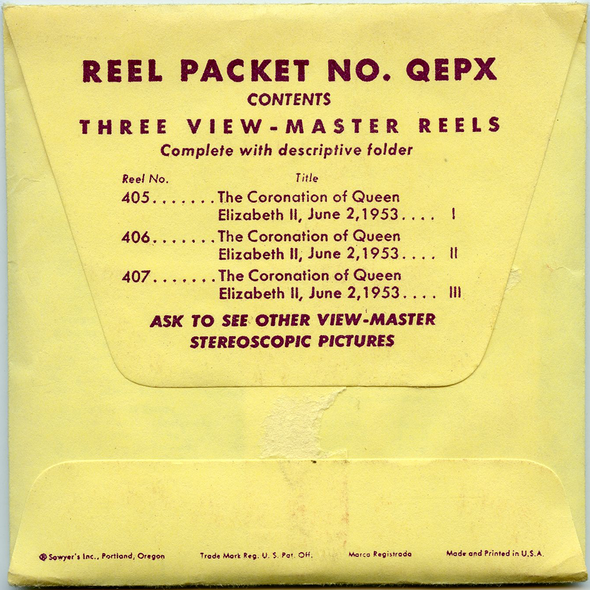 Coronation of Queen Elizabeth II - Vintage View-Master 3 Reel Packet - 1950s Views