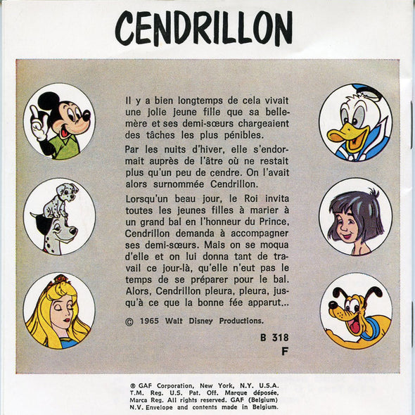 ViewMaster - Cendrillon (Cinderella)  - B318 - Vintage - 3 Reel Packet - 1960's views