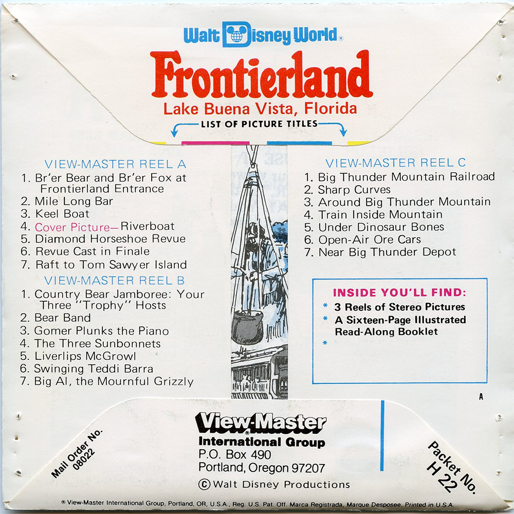 View Master - Frontierland - Walt Disney World - Vintage - 3 Reel